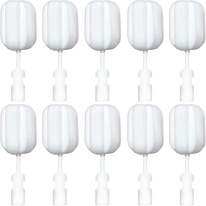 Bottle Brush Sponge Replacement Head 10 PCS Durable Soft Sponge Brush Head Environmental Protection Cup Cleaner Brush Refill Heads Without Handle (Sponge Brush Head 10PCS)