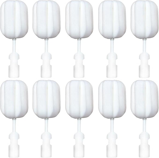 Bottle Brush Sponge Replacement Head 10 PCS Durable Soft Sponge Brush Head Environmental Protection Cup Cleaner Brush Refill Heads Without Handle (Sponge Brush Head 10PCS)