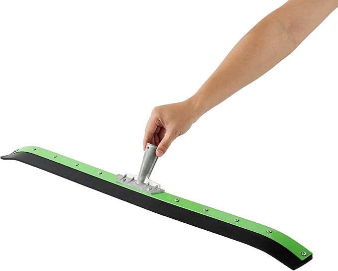 Restaurantware-SQUEEGEE ONLY: Clean Tek Professional 35.83 Inch Curved Floor Squeegee, 1 Broom With Rubber Blade - Handle Sold Separately, Heavy-Duty, Green Steel Wiper For Floor