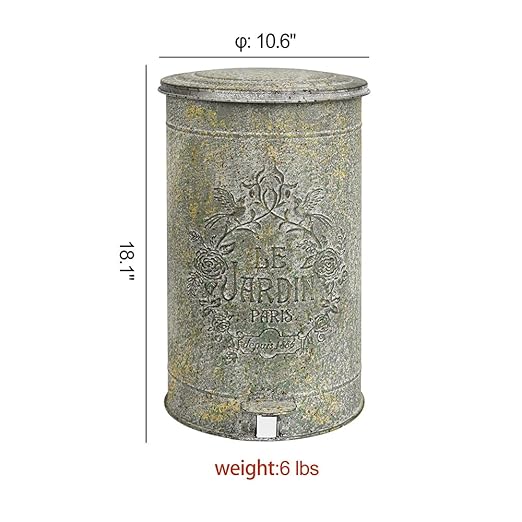 Retro Outdoor Trash Can with Lid 17L/4.5 Gallon Waste Container with Pedal Garbage Poop Bin Kitchen Waste Bins Touchless Bathroom Garbage Can Room Park Garden Decor