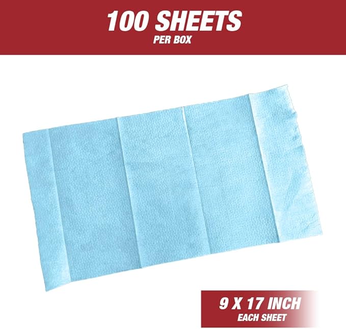 Lint Free Cleaning Towels Pack of 100 Sheets 9" x 17" (BLUE)