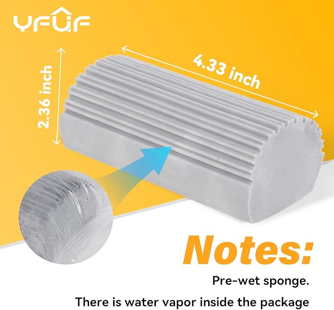 2-Pack Damp Clean Duster Sponge, Magic Sponge Eraser Baseboard Cleaner Tool, Dusters for Cleaning Blinds, Glass, Vents, Railings, Mirrors,Window Track Grooves and Faucets