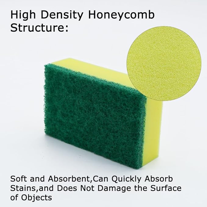 A Plus Kitchen Cleaning Sponge,Heavy Duty,Non-Scratch,High Density and for Multi-Surface Use (Homes & Offices) - 6 Pack (Yellow/Green)