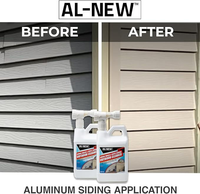 AL-NEW Outdoor Cleaner | Versatile Outdoor Cleaner 64oz Hose End Sprayer (Pack of 2) (House Wash & Vinyl Siding Outdoor Cleaner)