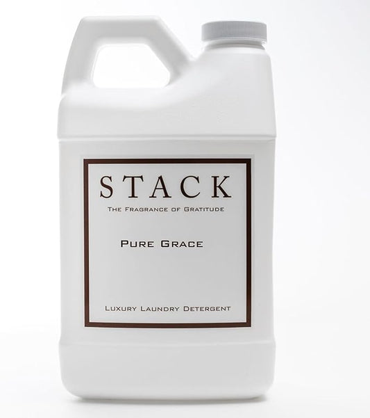 STACK Pure Grace Luxury Laundry Detergent - Premium Scented Laundry Detergent for HE & Standard Washers - Infused With Egyptian Musk and Patchouli - Dye Free Gentle & Effective Cleaning - 64 oz