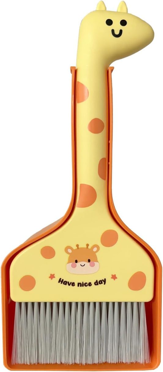 BSMstone Small Broom with Dustpan Combo Set Cartoon Mini Broom and Dustpan Set Cute Cleaning Kit for Home Office Floor Counter Pet Nest (Orange)