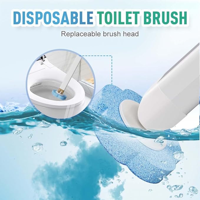 Disposable Toilet Brush, Disposable Toilet Cleaning Tool Set with Holder & Refills, Toilet Brush Holder with Extended Handle and 18 Pcs Brush Refills for Bathroom (Sea Salt Flavor - Brush Head Only)