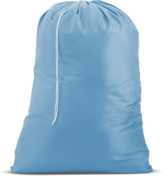 Nylon XL Laundry Bag - Locking Drawstring Closure, Machine Washable, These Large Bags Will Fit a Laundry Basket and Strong Enough to Carry up to Two Loads of Clothes (Light Blue | 30" x 40")
