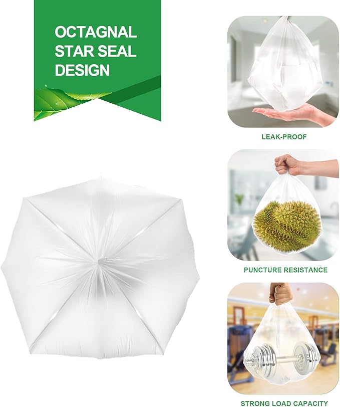FORID Small Clear Trash Bags, 1.2 Gallon Tiny Garbage Bags, 110 Count Wastebasket Bin Liners for Bathroom Bedroom Office Garbage Can 5 Liters - Thick & Durable Trash Bag