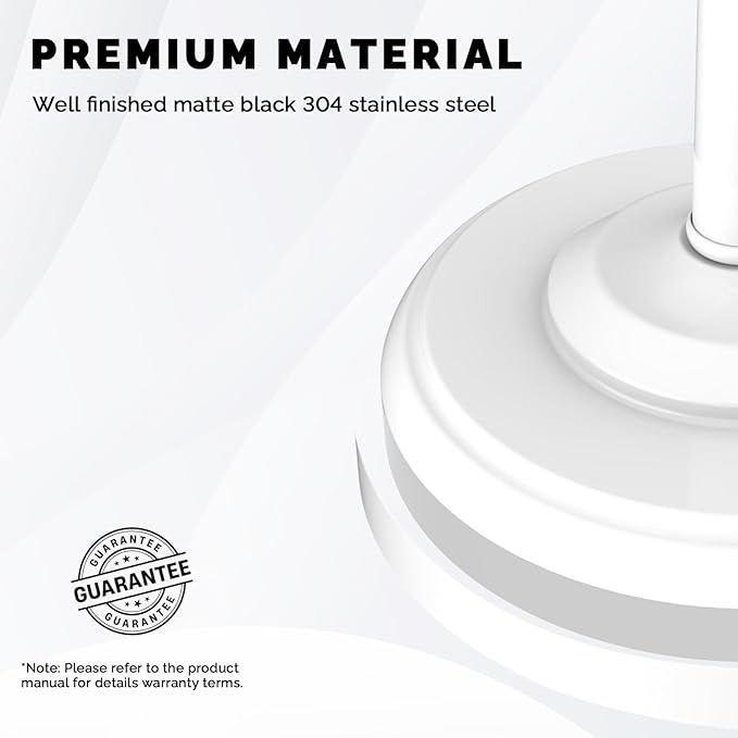 WZKALY Toilet Paper Holder Stand, White Toilet Paper Holder Free Standing, Post Pivoting Design & Stable Weighted Base SUS304 Stainless Steel for Bathroom (Mega Roll)