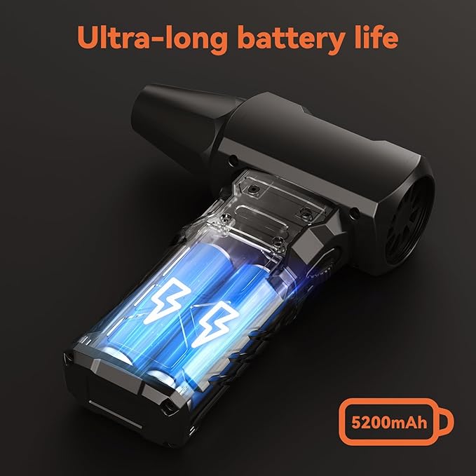 Compressed Air Duster-100000RPM Electric Air Duster for PC&Keyboard Cleaning，4-Speed Cordless Turbo Fan Rechargeable Reusable Compressed Air Blaster for Car, Air Bed, Outdoors, Home.X3