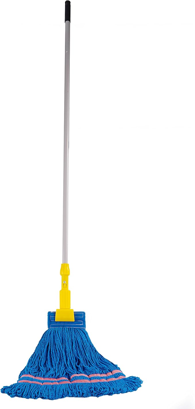 Matthew Cleaning Microfiber String Mop Heavy Duty Commercial Wet Mop Head Replacement,Excellent Absorbency,Premium Launderability,Reusable for Home,Commercial and Industrial Use(Blue,6Pack)