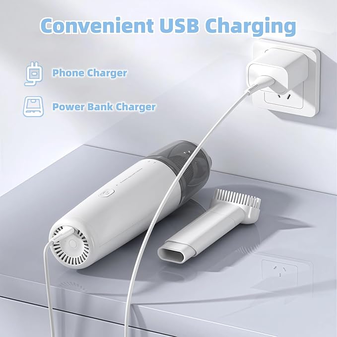 Zannful Portable Car Vacuum Cleaner, Cordless Handheld Vacuum, Lightweight Mini Vacuum for Car and Home with Washable HEPA Filter, Rechargeable