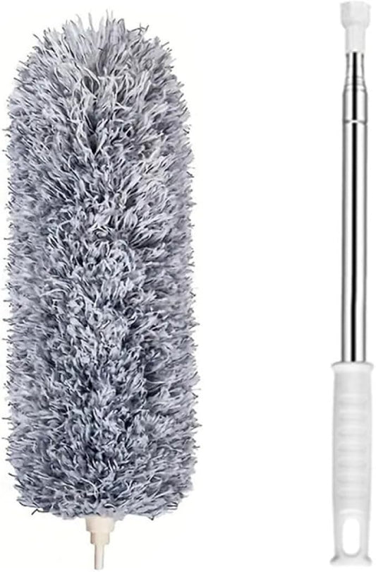 TopHomer Fiber Feather Duster with Stainless Steel Extendable Pole, Ceiling Fan Cleaner for Cobwebs High Ceiling Fan, Interior Roof, Wet & Dry Use (Model A)