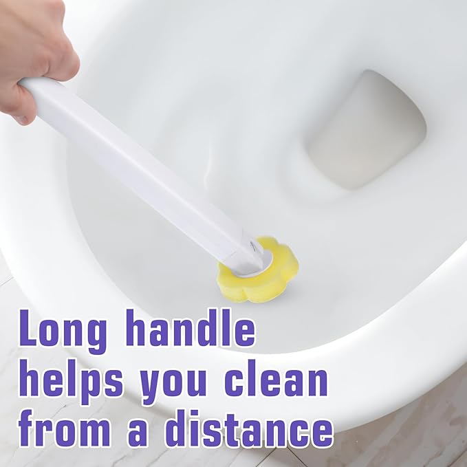 Disposable Toilet Brush Cleaning System with 60pcs Refills Pads Replacement Heads, Toilet Cleaning Stick, Wall Mounted Toliet Wand Kit Bathroom Maintenance, Toilet Bowl Cleaner Wands Holder and Set