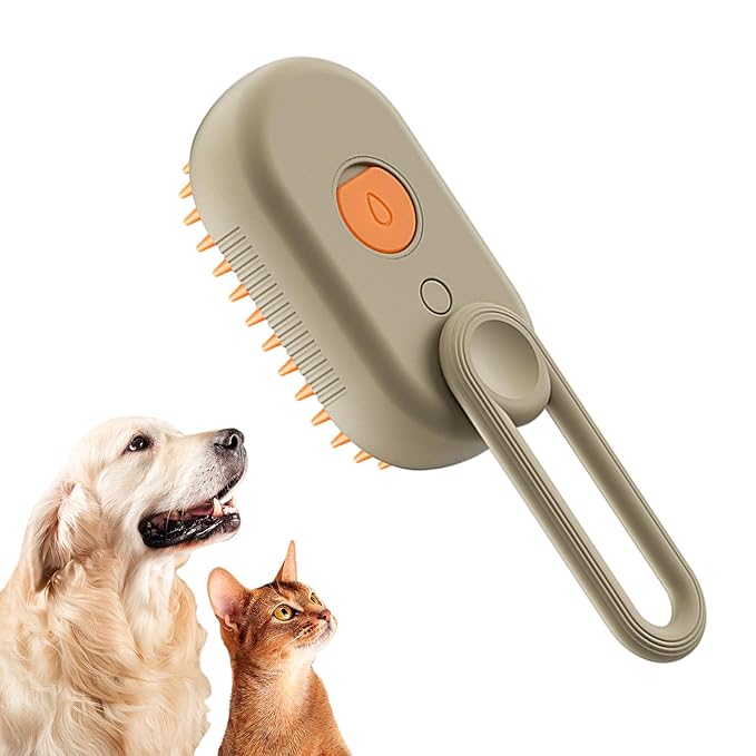 MCDZZHSTBD Steamy Pet Brush - Convenient Hair Removal, Easy Collection, Massage Function - Ideal Steam Brush for Cats! (Coffee)