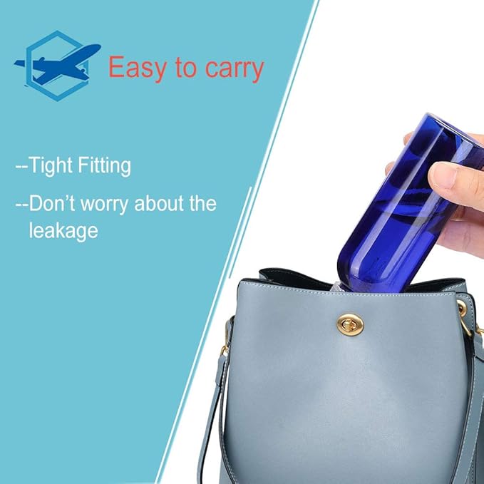 Fine Mist Spray Bottle 5Pcs 3.4oz/100ml Blue Travel Bottles With 5 Contain Caps Leak Proof for Makeup Cosmetic Containers (BLUE)