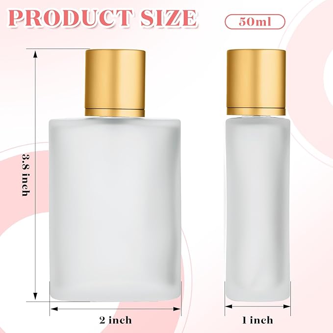 Tessco for you 6 Pcs 1.7 Ounces Perfume Bottles Empty 50ml Frosted Body Spray Glass Bottles Empty Refillable Atomizer Perfume Dispenser Fine Mist Atomizer Cosmetic Make up Container (Gold)