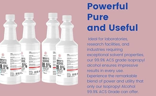 Isopropyl Alcohol 99.9% - ACS Reagent Grade - 4 Quarts w/Spray Tops - Ultra High Purity Lab Grade Solvent - Rubbing Alcohol for Medical, Lab Equipment & Electronics - Made in The USA