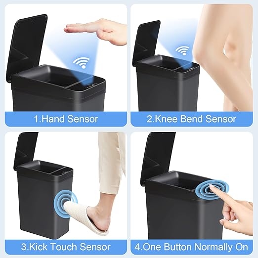 Bathroom Touchless Trash Can 2.2 Gallon Smart Automatic Motion Sensor Rubbish Can with Lid Electric Narrow Small Garbage Bin for Kitchen, Office, Living Room, Toilet, Bedroom, RV