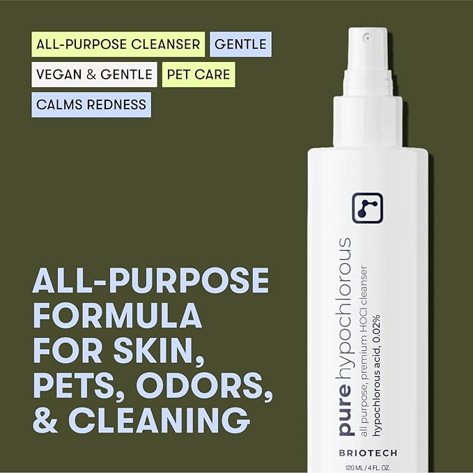BRIOTECH Pure Hypochlorous Acid Cleanser, Original Premium HOCl Topical Solution, Multi-Purpose Cleaner, Family Approved & Pet Friendly, 32 fl oz Refill