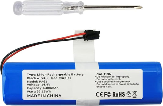 New Battery Replacement for Eufy RoboVac X8, X8 Pro Series RoboVac X8 T226X,RoboVac X8 Hybrid White,RoboVac X8 Pro SES Self-Empty Station Robot Vacuum Cleaner Part Number: PA61 14.4V 6400mAh 92.16Wh