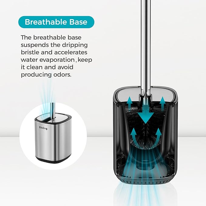 Toilet Brush and Holder Set Toilet Bowl Brush Stainless Steel Automatic Open lid Toilet Bowl Cleaner Brush with Durable Bristle Head Toilet Cleaning Brush for Bathroom