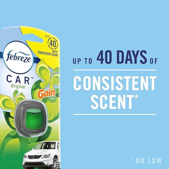 Febreze Car Air Freshener Vent Clip Old Spice Fiji Scent, .07 oz. Car Vent Clip, Pack of 4