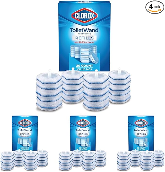 CLOROX ToiletWand Toilet Cleaner Refills, Toilet brush, Original, 20 Count (Pack of 4)