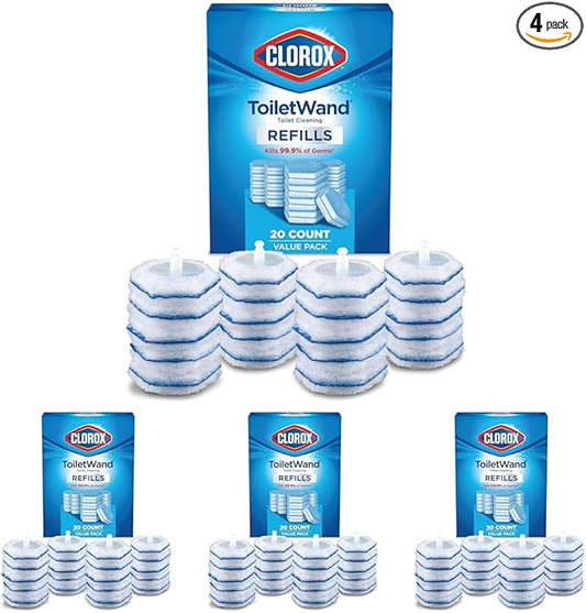 CLOROX ToiletWand Toilet Cleaner Refills, Toilet brush, Original, 20 Count (Pack of 4)