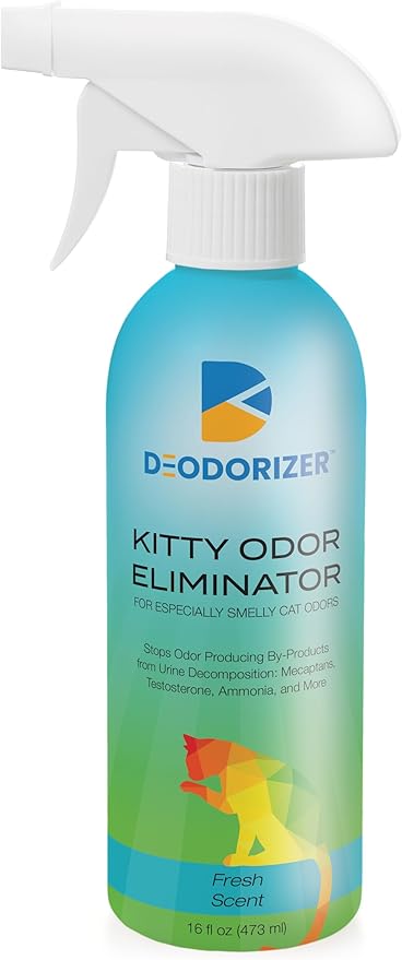 D-Odorizer Kitty Odor Eliminator - Eliminates Strong Cat Odors, Litter Box Deodorizer, Stop Odors from Cat Urine, Feces, Territorial Spray - 16oz Spray