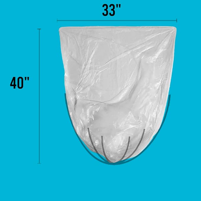 BEIDOU-PAC 33 Gallon Trash Bags, 250 Count Bulk, Heavy Duty Clear Plastic Recycling Garbage Bags, Multi-purpose Can Liners for Business Home Commercial, Industrial Contractors, Storage & Outdoor