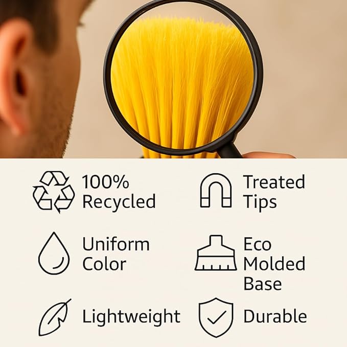 Healing Atlas Aria Yellow Broom Head – 14” Sweeping Surface – Heavy-Duty Soft Flagged Bristles with Magnetic Effect – Universal Thread – Recycled PP – Indoor/Outdoor Sweeper (Yellow, ARIA)