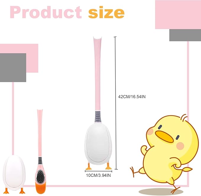 Cute Toilet Brush, Soft Elastic Silicone Toilet Brush, Diving Duck with Holder, Wall Mounted Scrubber for Bathroom