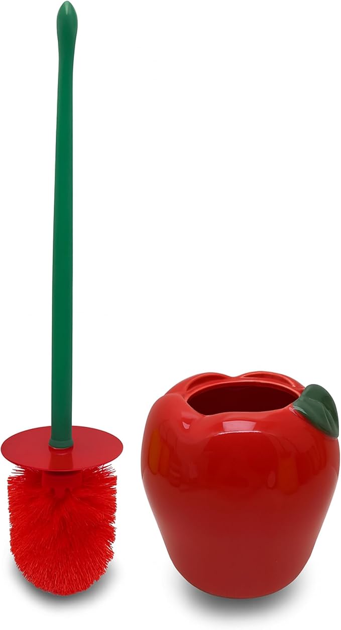 Deep & Sturdy Toilet Bowl Brush with Holder - Apple Bowl Brush - Durable Scrubbing - Toilet Cleaners - Household Essentials - Bathroom Cleaner - Cleaning Supplies - Household Supplies