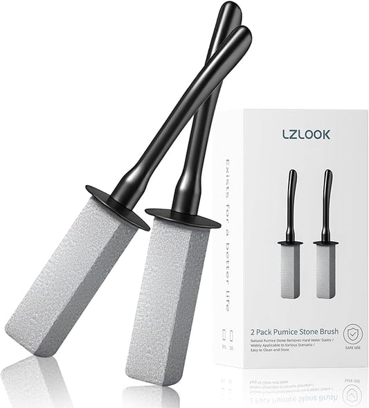LZLOOK Toilet Pumice Stone for Cleaning, Toilet Bowl Pumice Stone, Extra Long Handle Toilet Bowl Cleaners for Removing Hard Stain Lime. Ideal for Toilet Bathroom Sink Grill Pool(2 Pack Black)