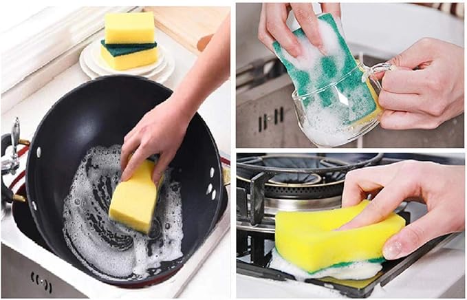 Sponge Individually Wrapped，Kitchen Dishwashing Sponge Scouring Pad Dishcloth Suitable for Travel Apartments Set of 24 PCS