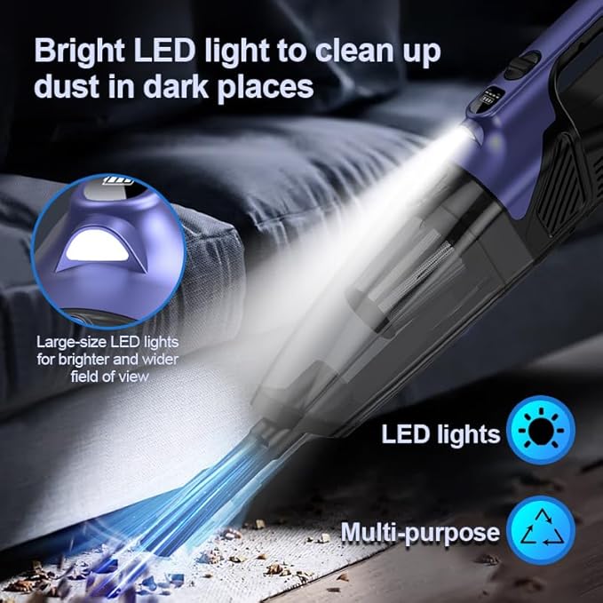 HOMEFISH Handheld Vacuum Pet Hair Cordless 10400mah High Power Car Couch Vacuum Rechargeable Portable Hand Held Vacuum Cleaner Machine for Car Home Office & Pet