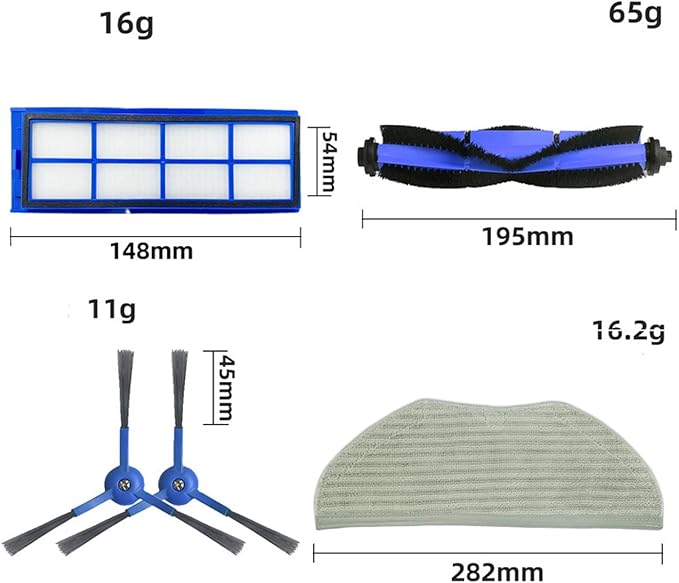 Replacement Parts Kit Fit for Eufy RoboVac L70 Hybrid Robot Vacuum Cleaner Accessories, 1 Rolling Brush 2 HEPA Filters 4 Side Brushes