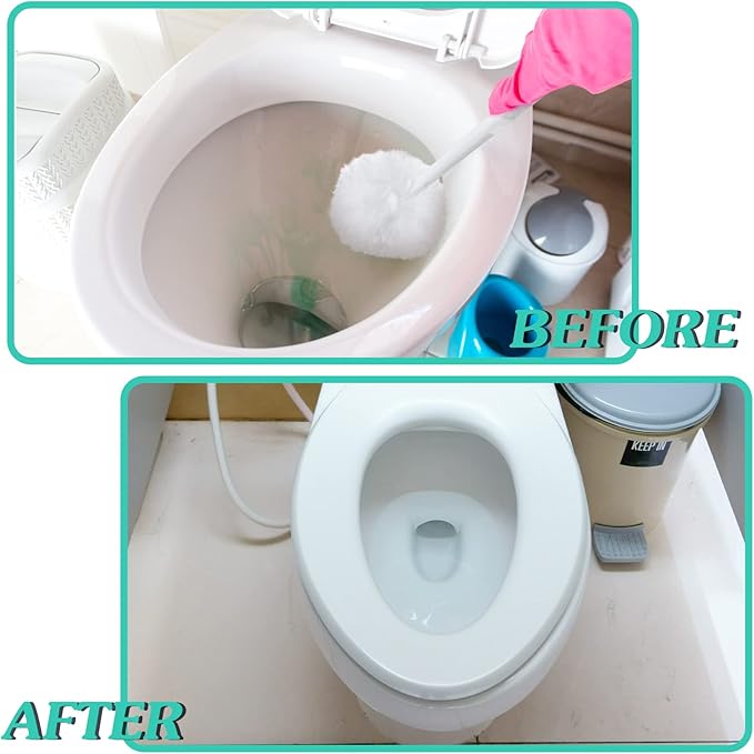 Zhehao 80 Pcs Toilet Bowl Brush Soft Swab Toilet Bowl Bulk White Reusable Long Plastic Handled Cleaners Scrubber Mop with Silk Cotton for Home Bathroom, 15 x 3 Inch, Without Cone Cup