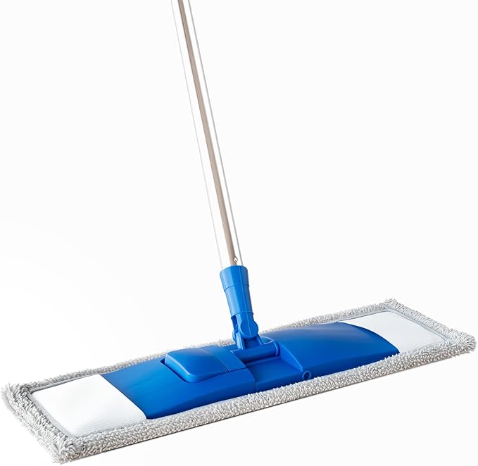 17" Microfiber Mop for Hardwood Floor Cleaning,Mops with 50" Stainless Steel Pole, 1 Reusable & Washable Mop Pad, Wet & Dry Use for Hardwood, Tile, Marble and Vinyl Floors