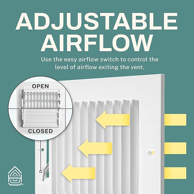Home Intuition 2-Way Stamped Face Air Register, White, 10" x 8"