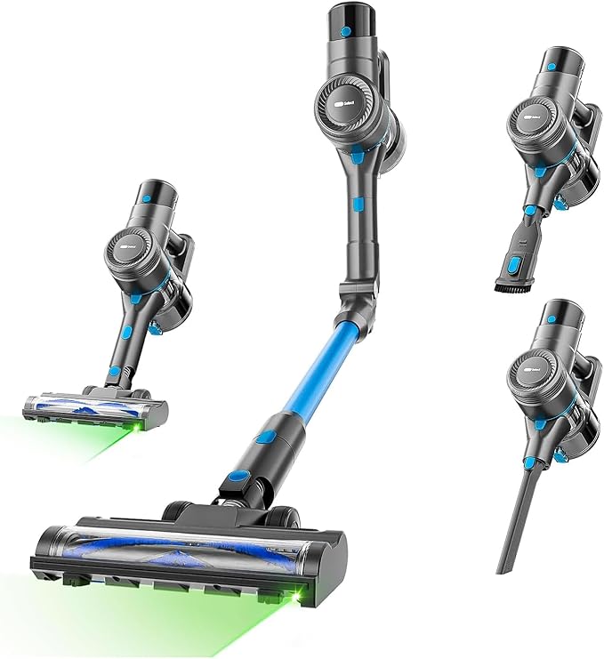 EPROEON Cordless Vacuum Cleaner, 23Kpa 300W Stick Vacuum with Foldable Tube, 45 Mins Runtime, LED Headlight, HEPA Filter, Wall-Mounted Storage, 3-in-1 for Carpet and Hard Floor