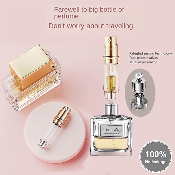 Perfume Travel Refillable Atomizer mini spray travel perfume bottle，Mini Cologne Dispenser refill bottle，5ml Comes in gift box Genuine Leather Bottom-Filling Fragrances Perfume Atomizer(White)