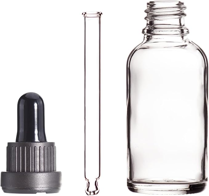YIZHAO Clear Glass Dropper Bottle 1oz, Tincture Bottles with Glass Dropper, for Essential Oils, Aromatherapy, Cosmetic, Laboratory, Pharmacy, Liquids, Travel –12 Pcs
