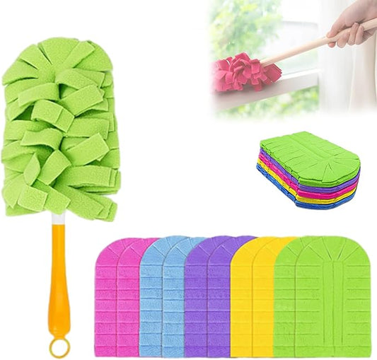 360° Electrostatic Duster Refills — The Sustainable Choice for a Dust-Free Home, Washable & Reusable, High-Density Microfiber (1 Handle + 10 Refills)