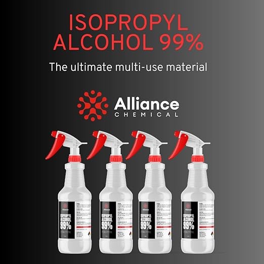 Alliance Chemical Isopropyl Alcohol 99% - 1 Quart Spray Bottle - High-Purity Concentrated Rubbing Alcohol for Effective Cleaning - Quick-Drying, Domestically Sourced IPA