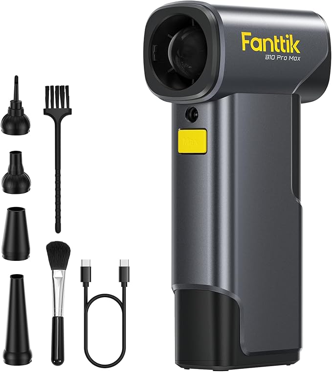 Fanttik B10 Pro Max Electric Air Duster, 130000RPM Brushless Motor, Compressed Air Duster, 6 Gears Adjustable, One-tap Booster, 28.8Wh Rechargeable Battery, Electric Duster for PC, Car, House, Outdoor