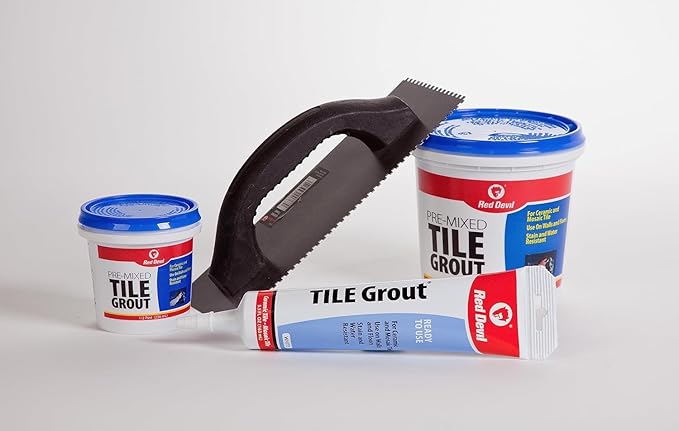 Red Devil 042260 Pre-Mixed Tile Grout - Professional Quality, Excellent Adhesion, Ideal for Wall & Floor Use - 1/2 Pint, Black, Pack of 12, Made in USA