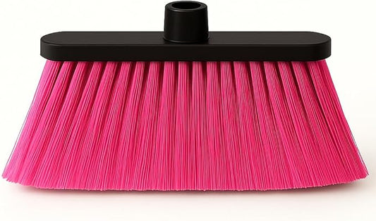 Healing Atlas ALMA Pink 14" Lightweight Push Broom Head – Soft Sweep Flagged Tips – Universal 7/8" Thread – Indoor Cleaning – Recycled PP (Pink, ALMA)